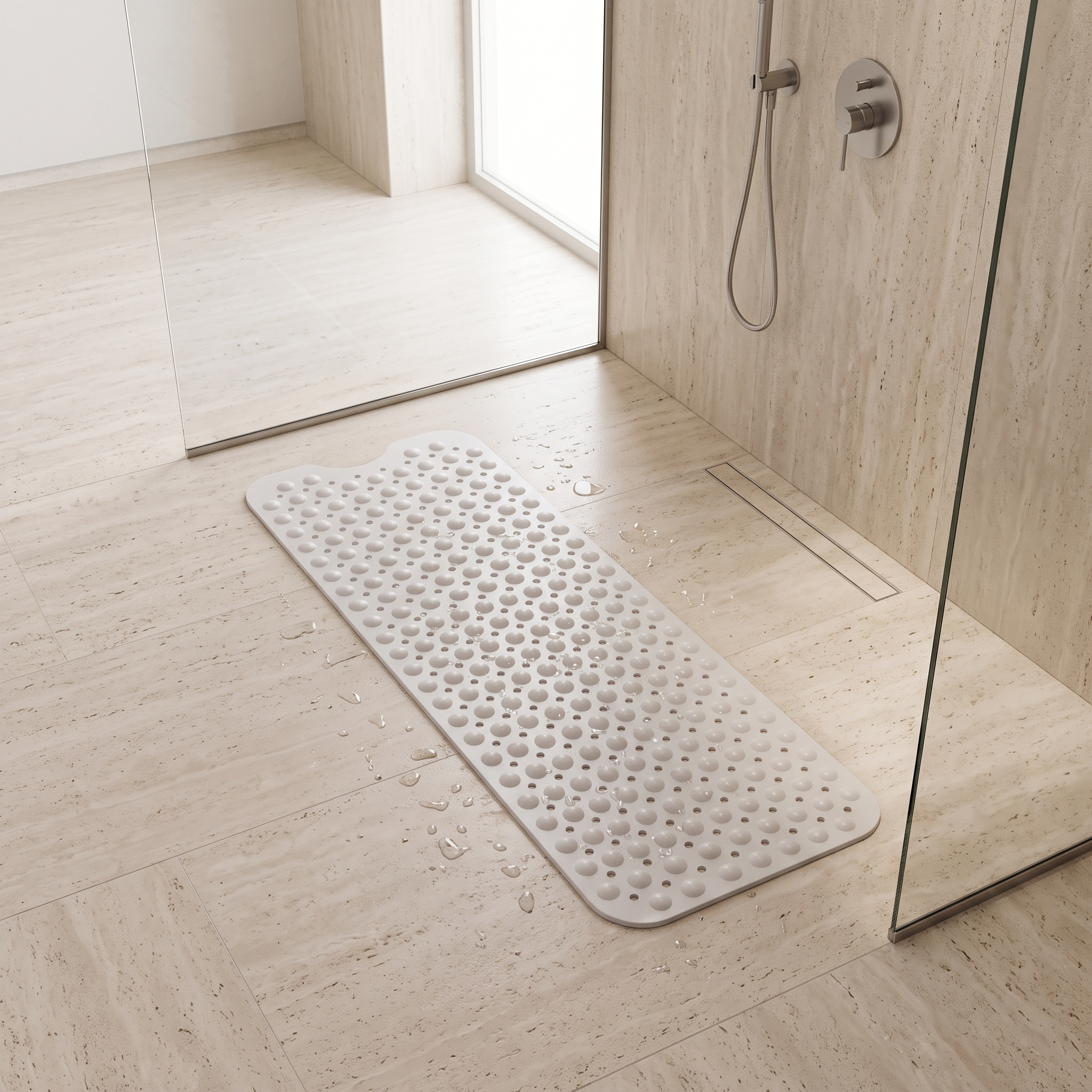 Tapis antidérapant blanc dans la douche